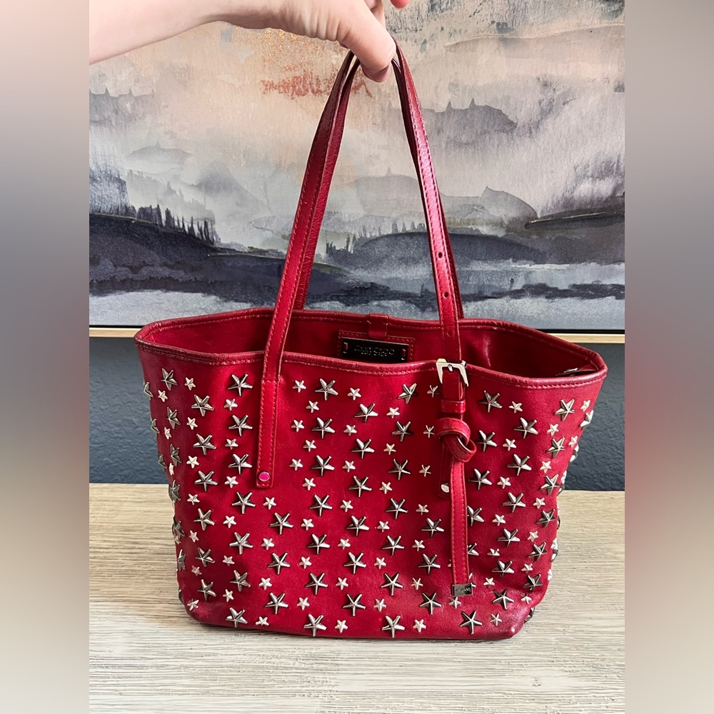 Jimmy Choo Small Sofia Red Leather Star Studded Handbag - EXCELLENT CONDITION